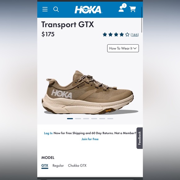 Hoka Transport GTX Women’s 6.5, Dune/Eggnog color - Picture 3 of 10